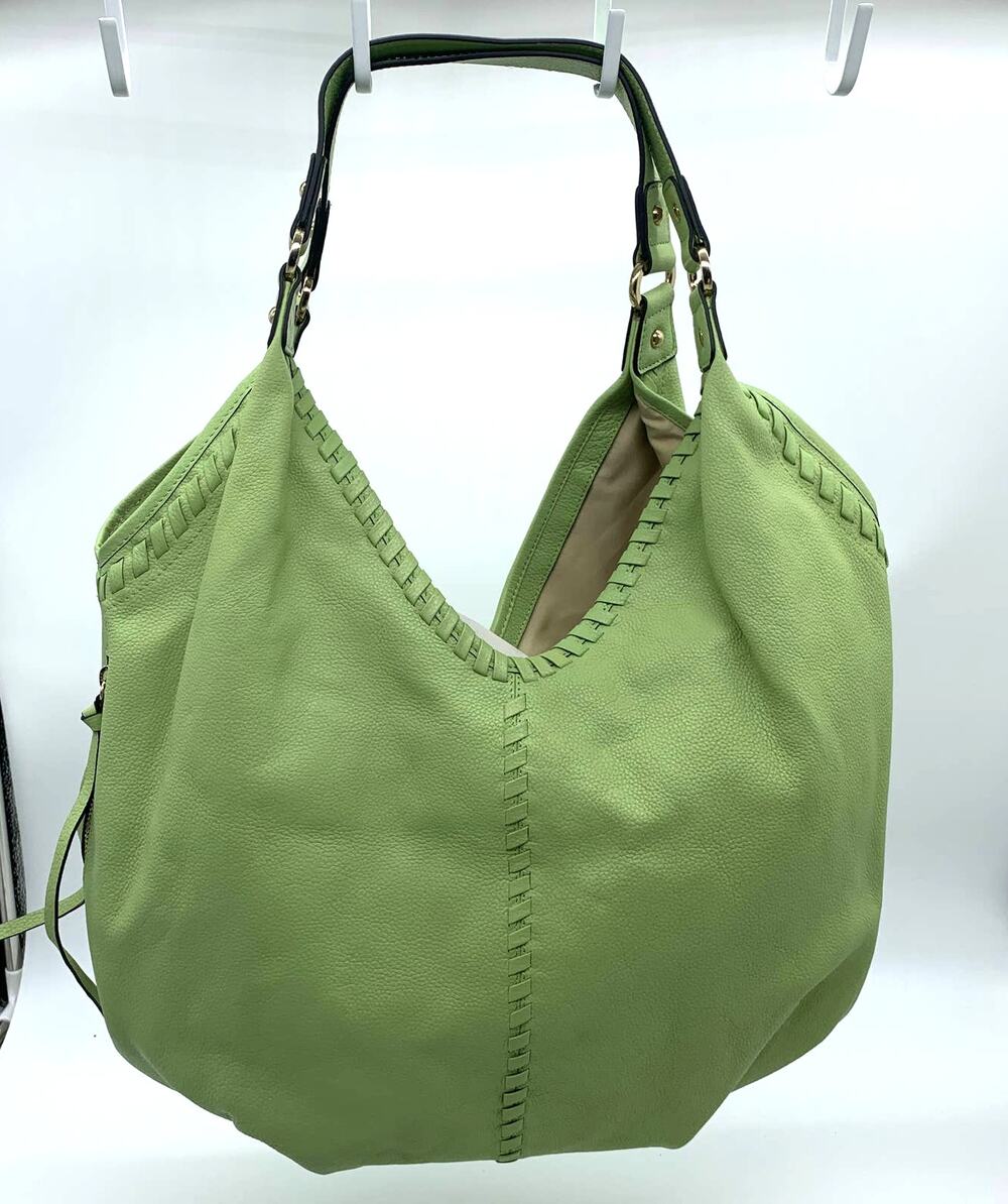 LODIS Womens Handbag Large Whipstitch Leather Tote - Lacey Pear Green Purse